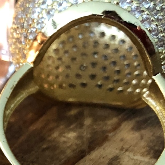 HUGE Pave Globe Shape Cocktail Ring size 8 - Picture 3 of 4